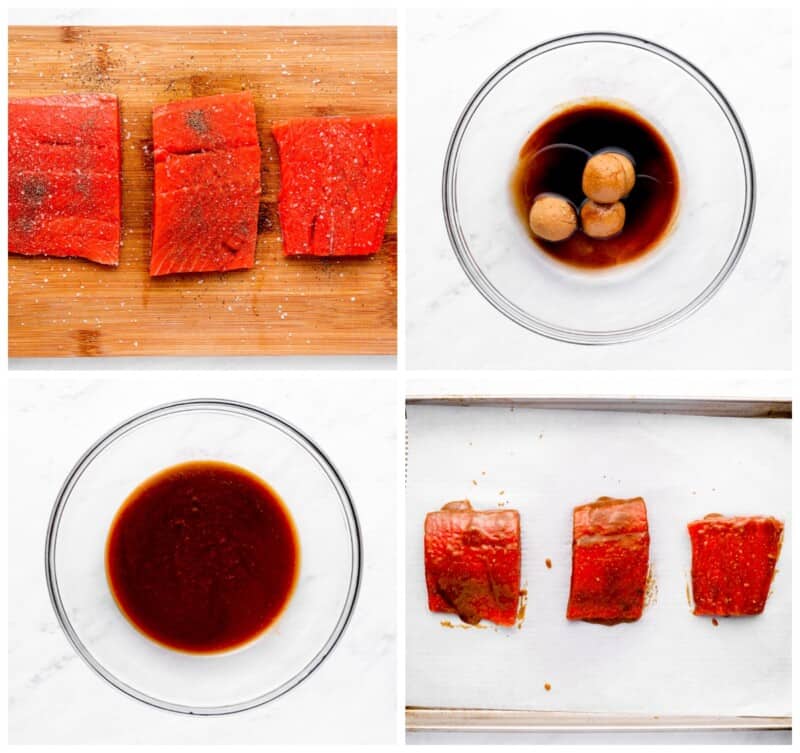 step by step photos for how to make miso glazed salmon.