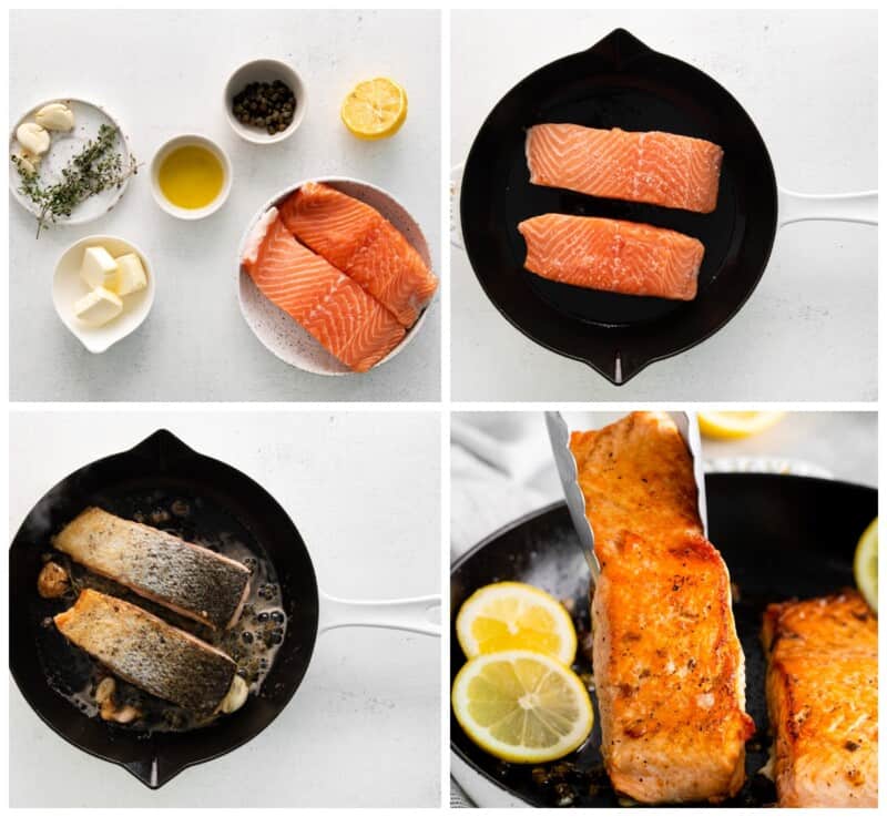step by step photos for how to make pan seared salmon.