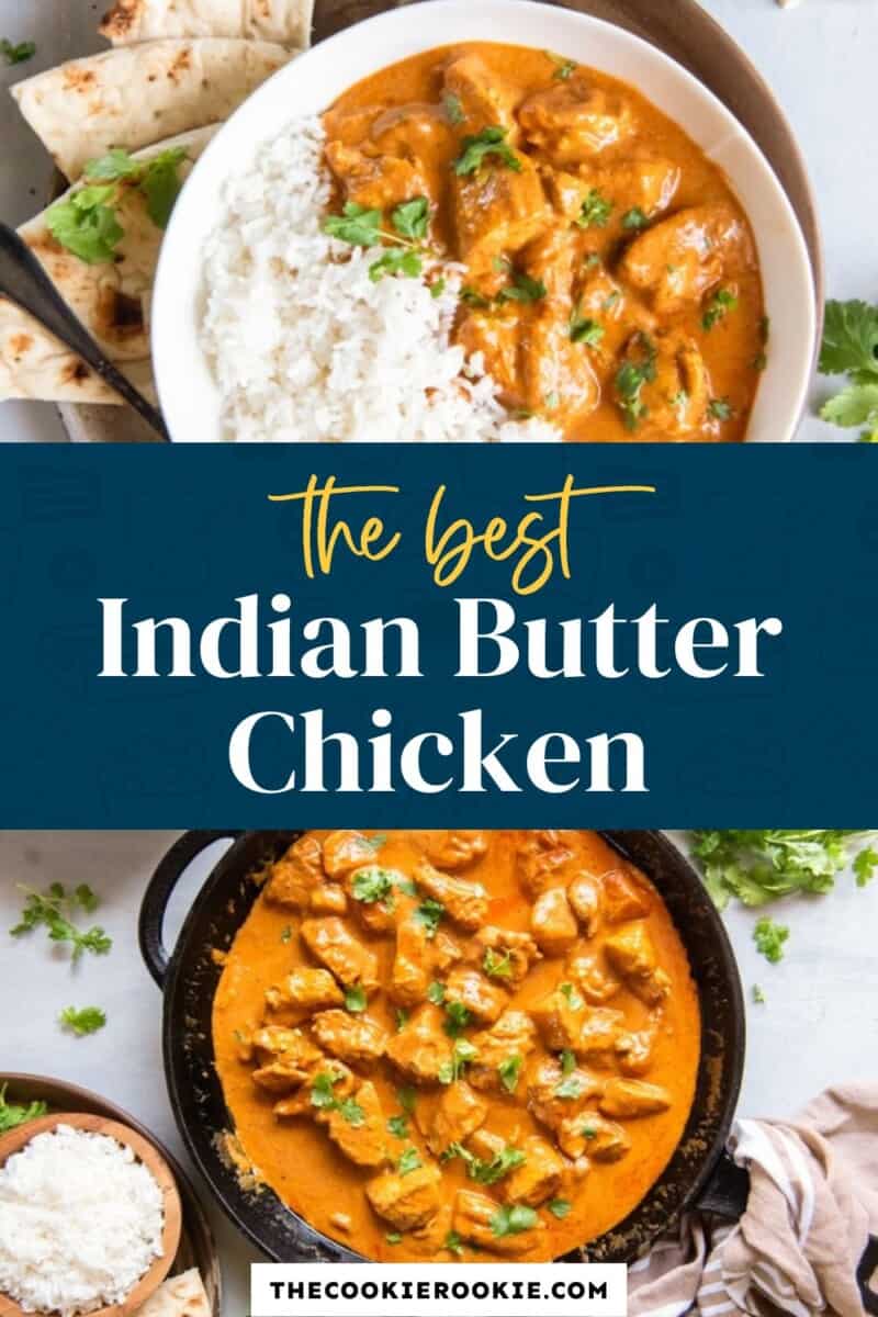 The ultimate Indian butter chicken with rice and naan.