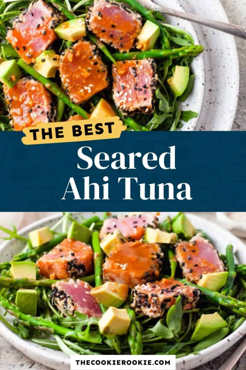 the finest seared ahi tuna on a plate.