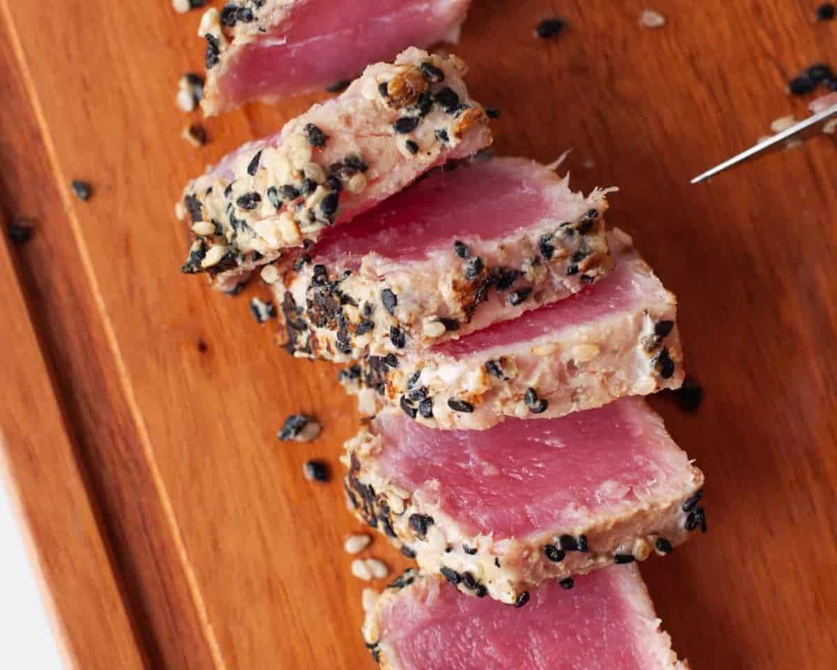 up close of seared ahi tuna - 6