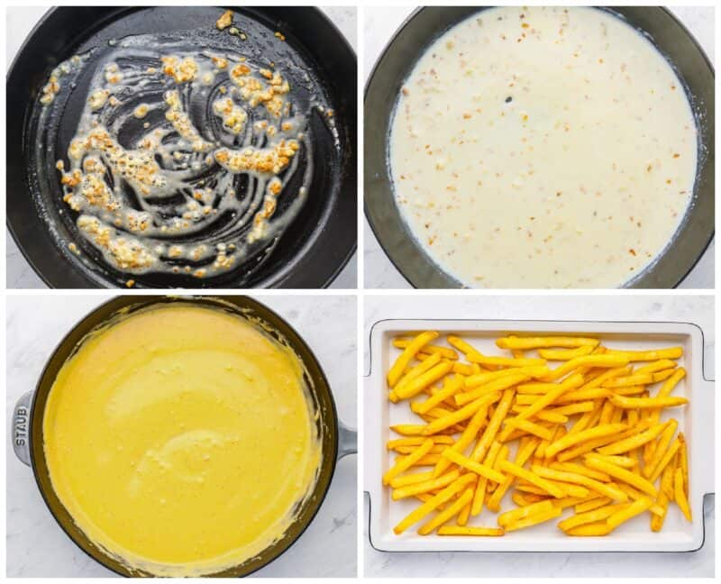 step by step photos for how to make cheese fries.