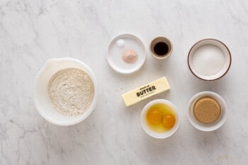 overhead view of ingredients for smores bars.