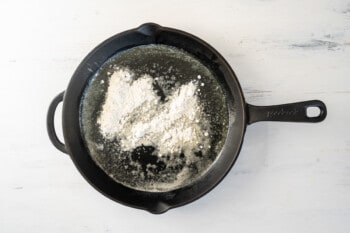 butter and flour in a cast iron pan.