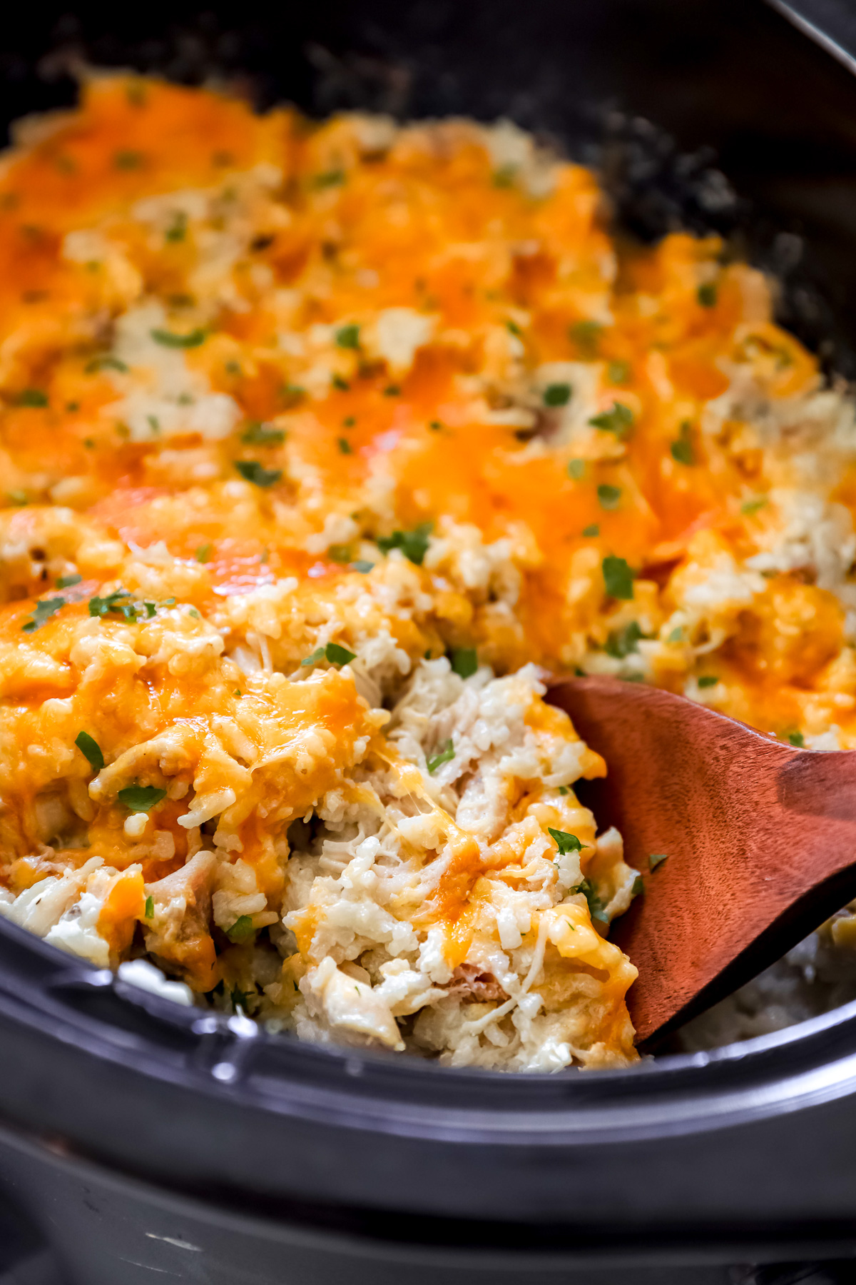 Slow Cooker Cheesy Chicken & Rice Casserole