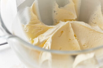 butter and sugar beaten together in a clear mixing bowl.