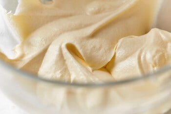 whipped butter and sugar in a glass bowl.