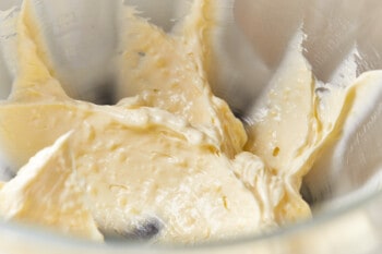 butter and shortening beaten together in a glass mixing bowl.