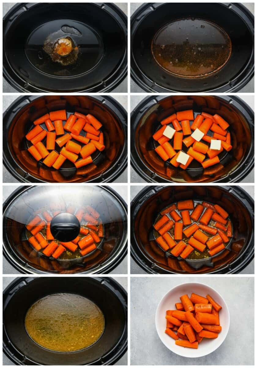 step by step photos for how to make crockpot glazed carrots.