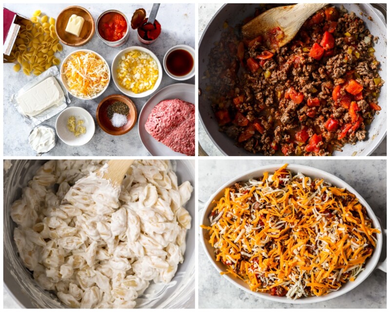 step by step photos for how to make hamburger casserole.