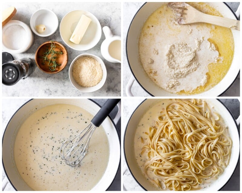 step by step photos for how to make homemade alfredo sauce.