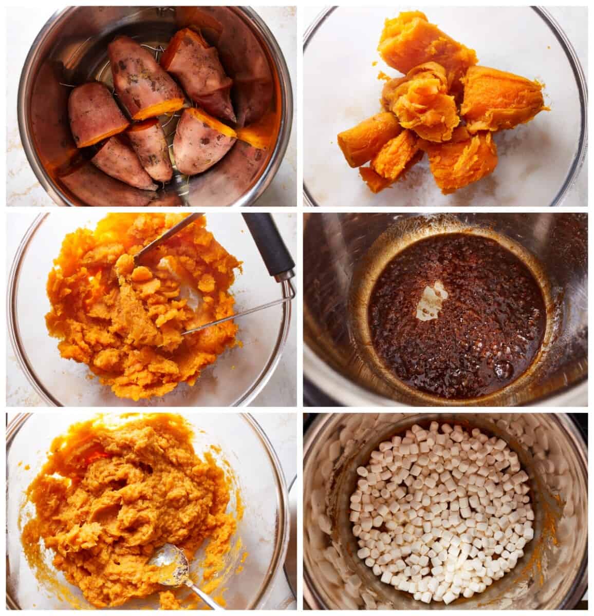 step by step photos for how to make instant pot sweet potato casserole.