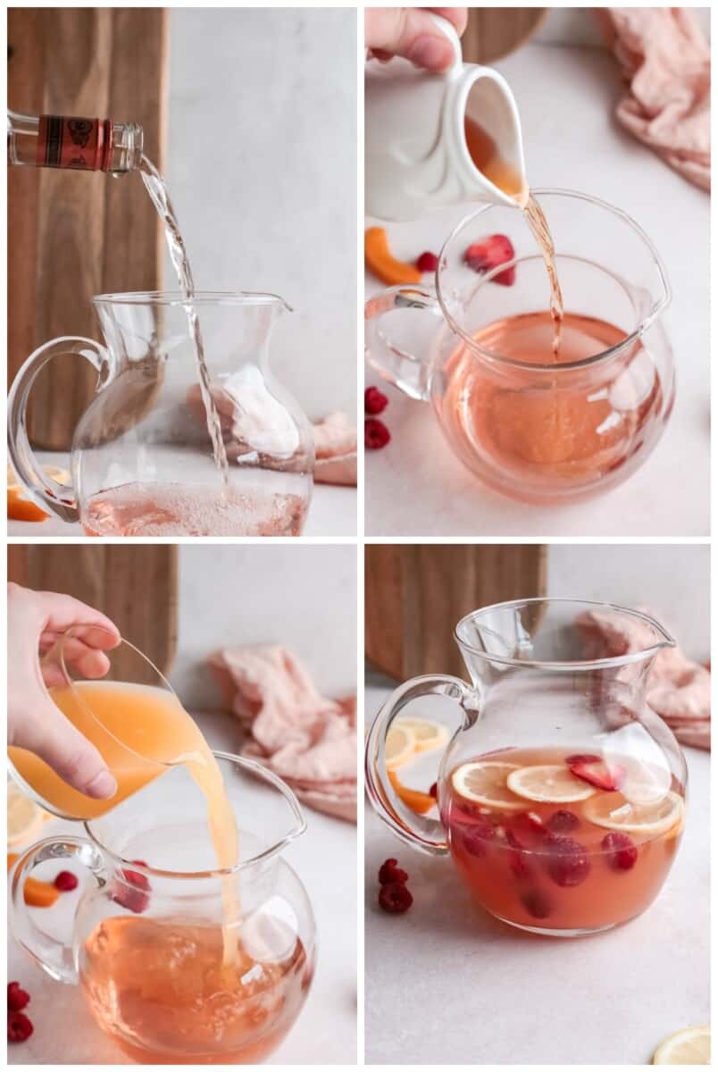 step by step photos for how to make rose sangria.