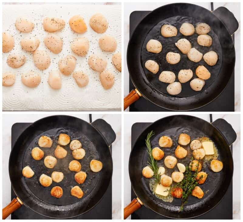 step by step photos for how to make seared scallops.
