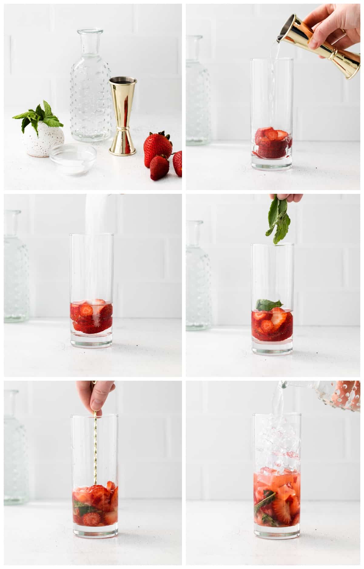 step by step photos for how to make strawberry mojito.