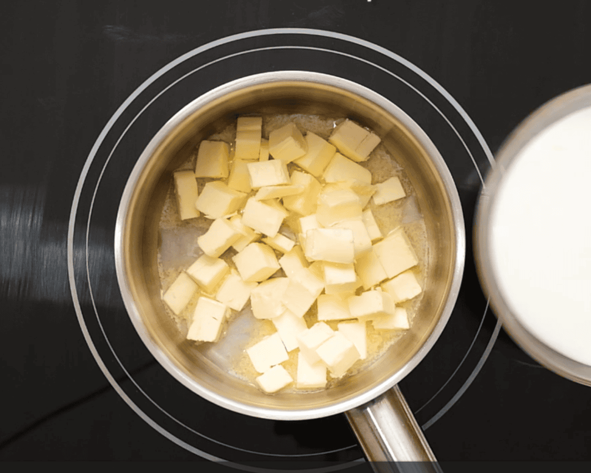 Melting butter in a pot.