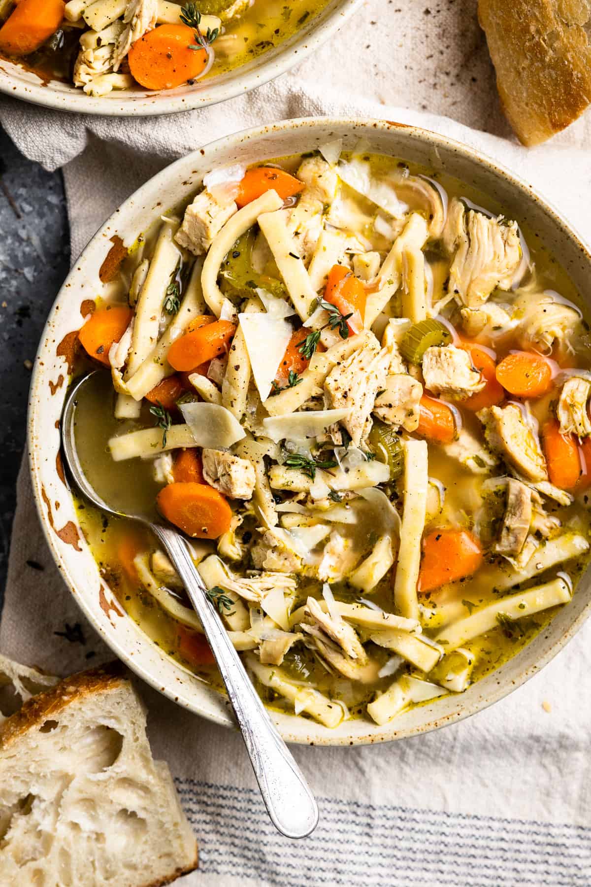 Creamy Gluten Free Chicken Noodle Soup - Thyme and Tarragon