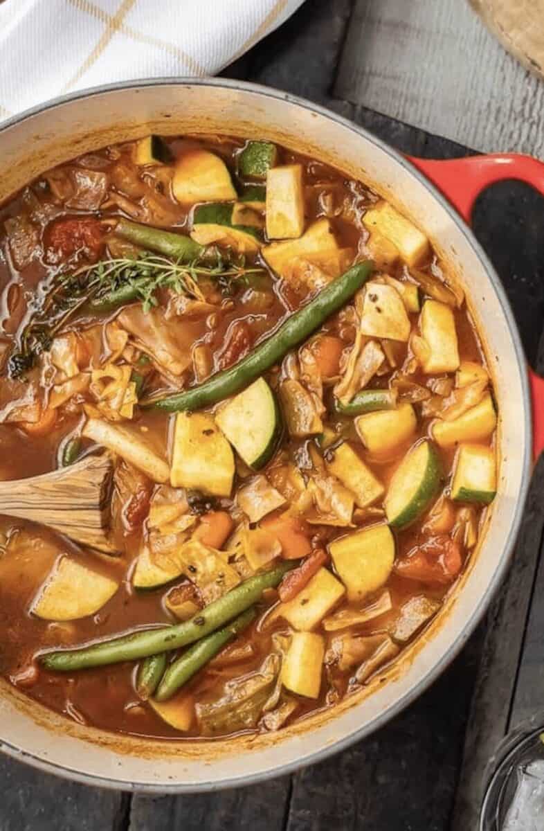 Large pot of healthy cabbage soup