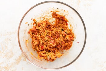 enchilada stuffing in a white bowl.