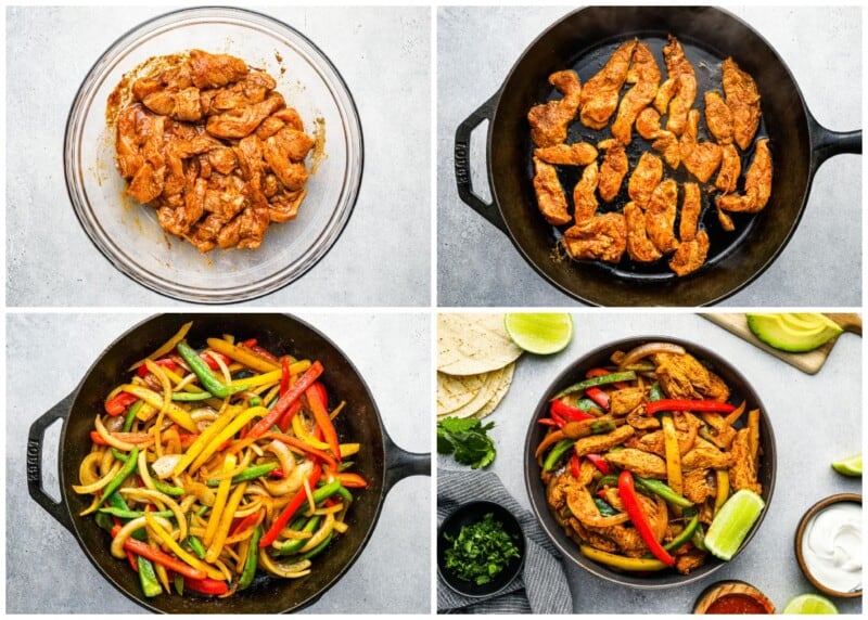 step by step photos for how to make chicken fajitas.