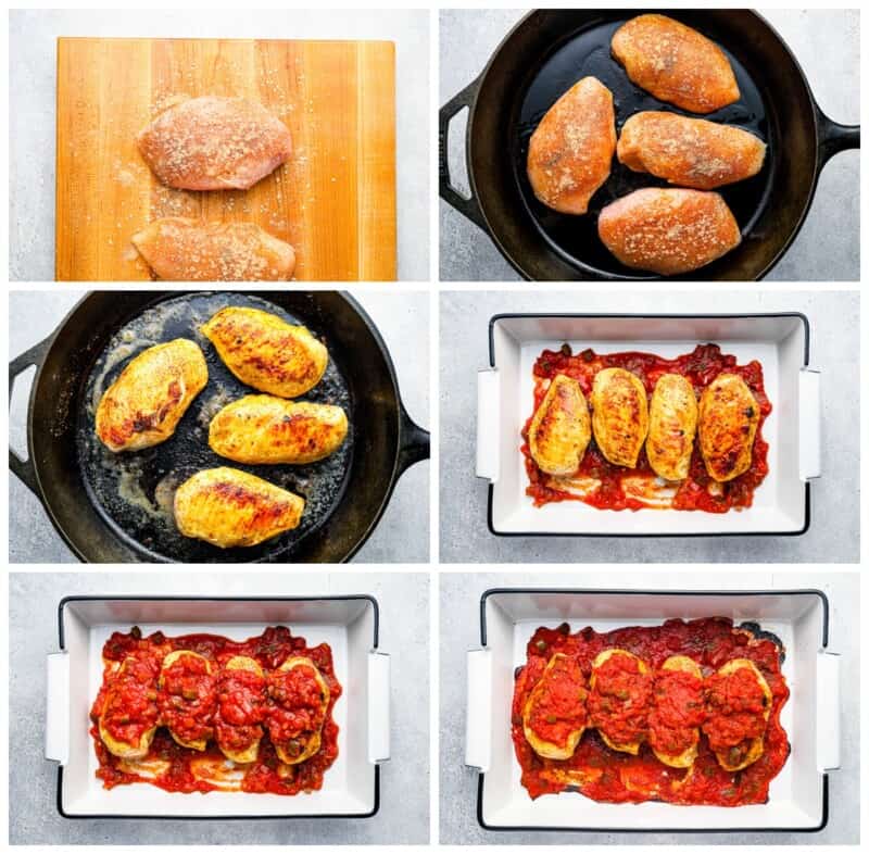 step by step photos for how to make baked salsa chicken.