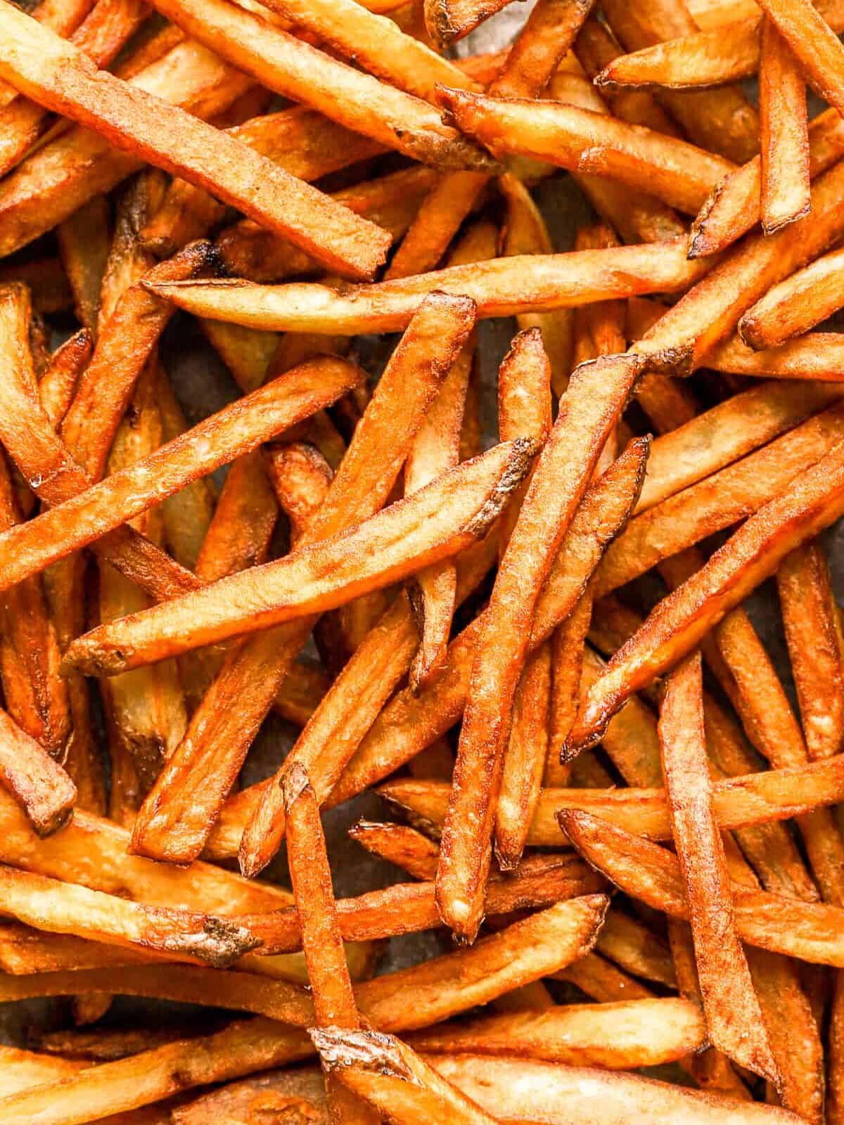 close up of homemade french fries.