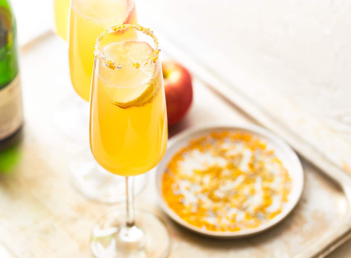 Caramel Apple Cider Mimosas - Easy Fall Brunch Cocktail! - Goodie