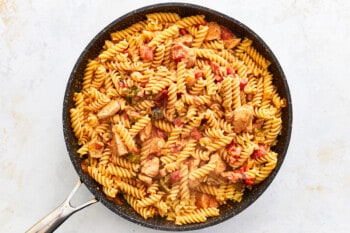 cajun chicken pasta in a skillet