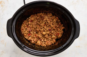 cheeseburger meat in a crockpot.