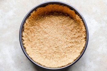 graham cracker crust pressed into a springform pan.