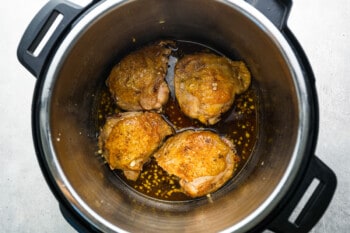 chicken in an instant pot with sauce.