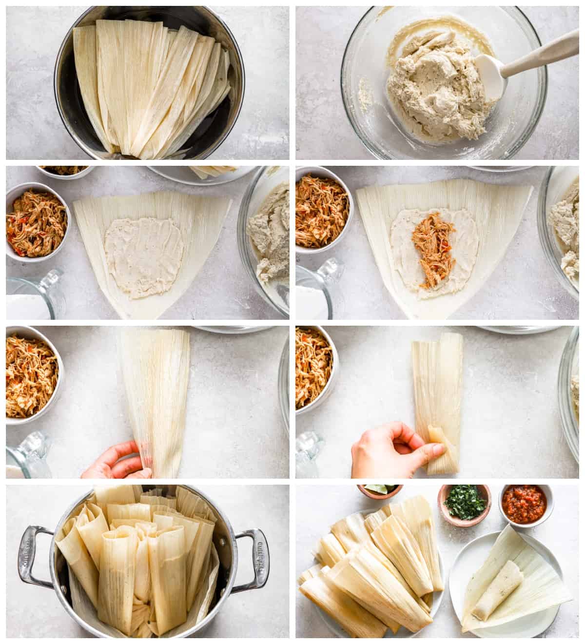 step by step photos for how to make tamales.