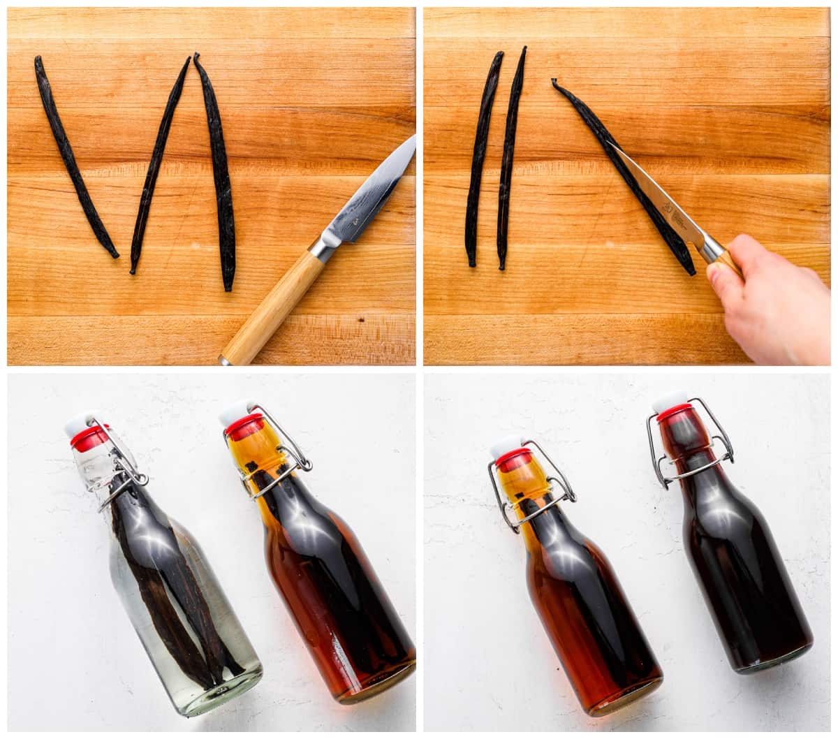 step by step photos for how to make homemade vanilla extract.