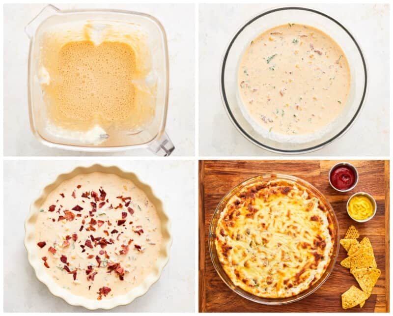 step by step photos for how to make hot corn and bacon cheese dip.