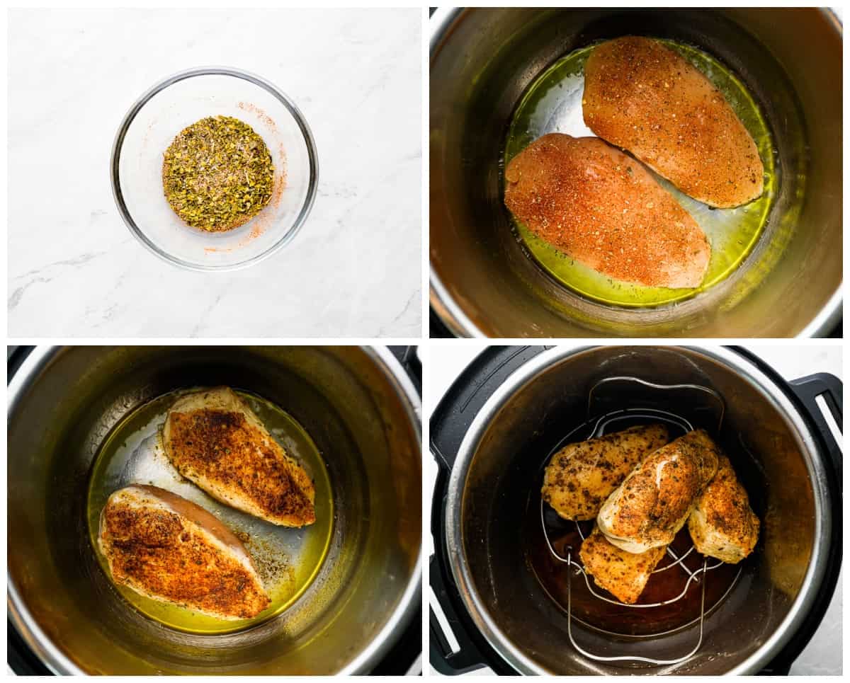 step by step photos for how to make chicken breast in an Instant Pot