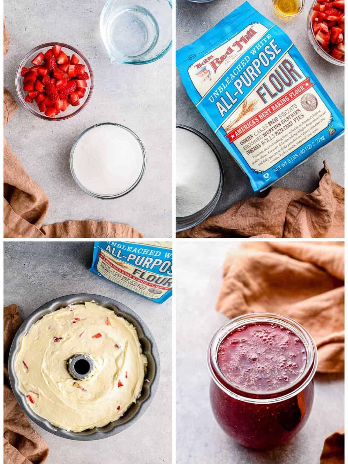 step by step photos for how to make strawberry pound cake