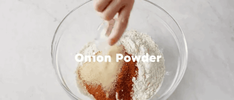 Combining the ingredients for the breading.