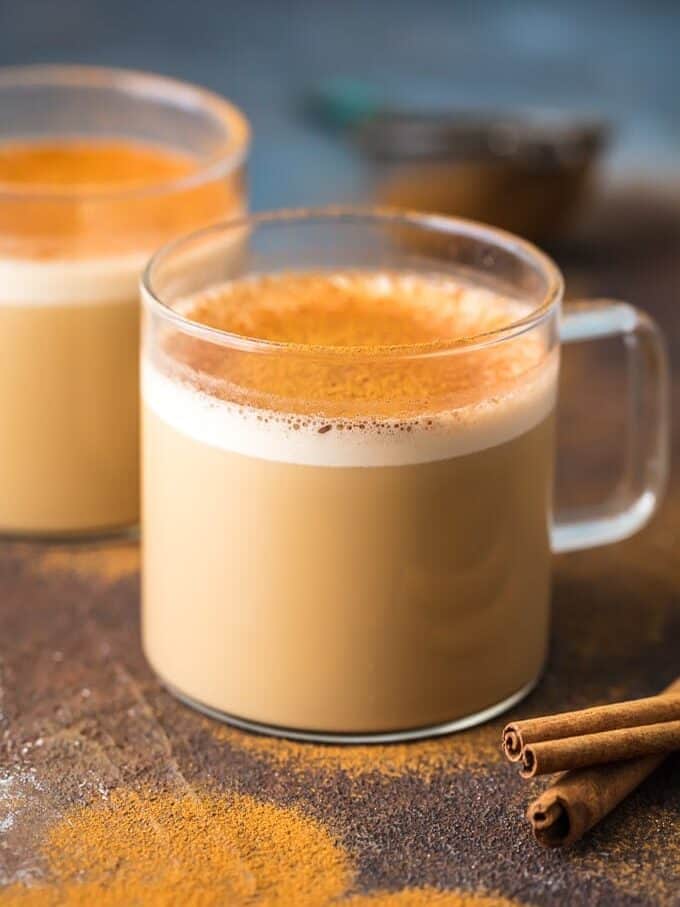 This Bulletproof Coffee recipe is creamy, delicious, & filled with healthy fats. It's keto-friendly and will give you a steady boost of energy to start your morning! Bulletproof Coffee recipe in clear coffee mugs