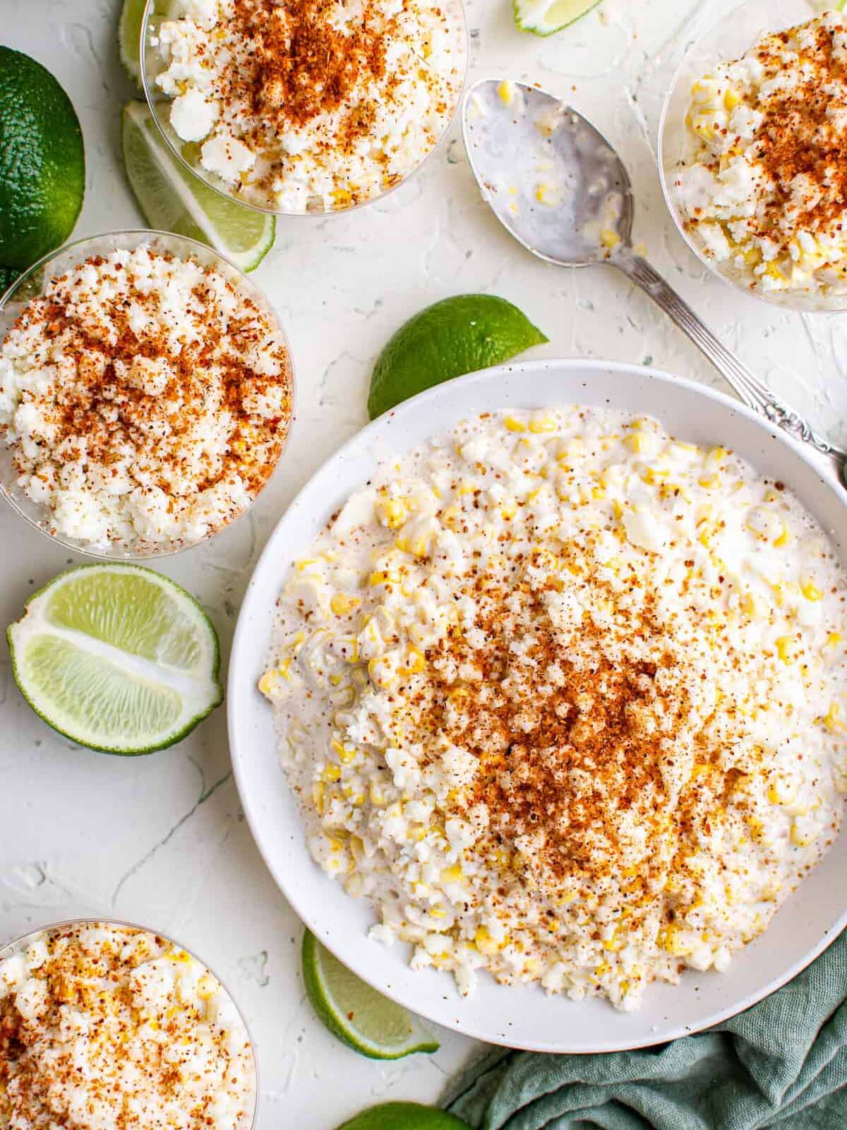 esquites in bowls and cups