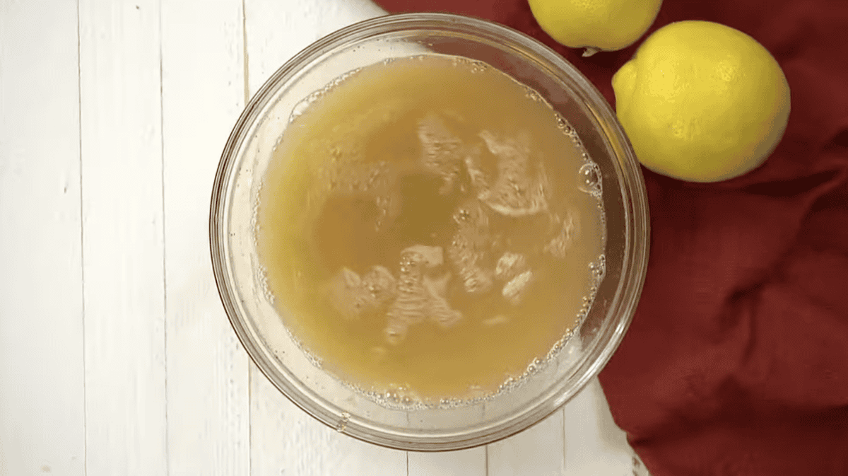 master cleanse lemon mixture in a glass bowl.