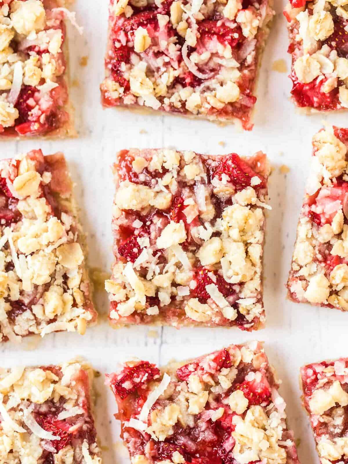 overhead image of strawberry oatmeal bars