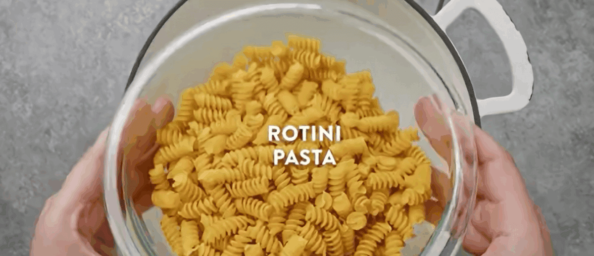 Cooking pasta in a pot.
