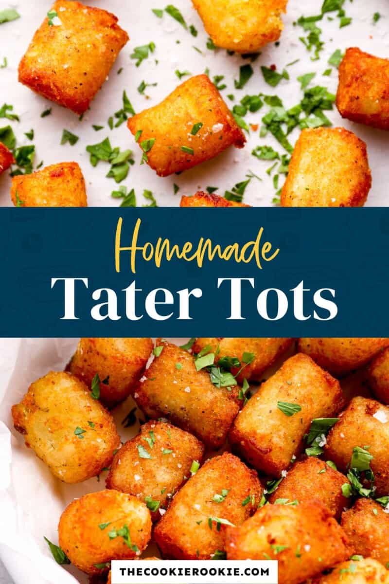 homemade tater tots on a white plate.