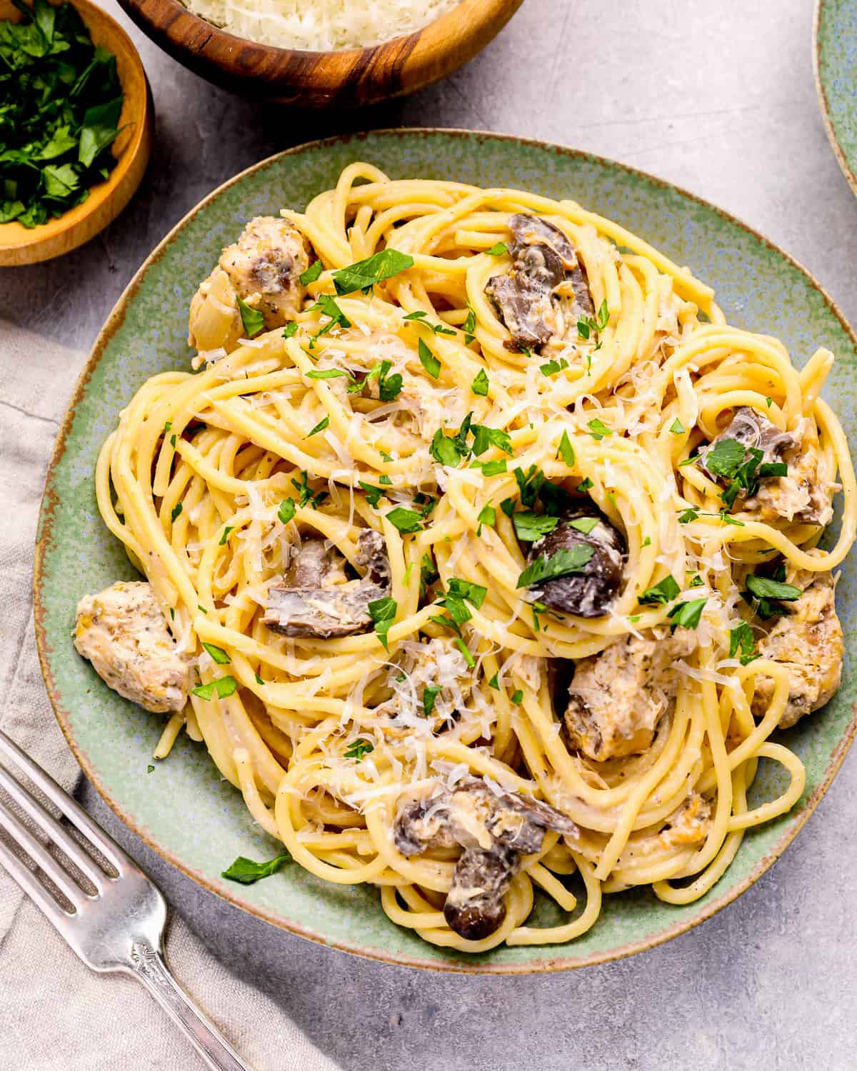 a plate of chicken tetrazzini.