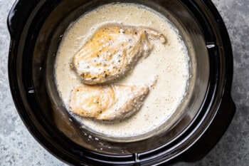 crockpot ranch chicken in a crockpot.