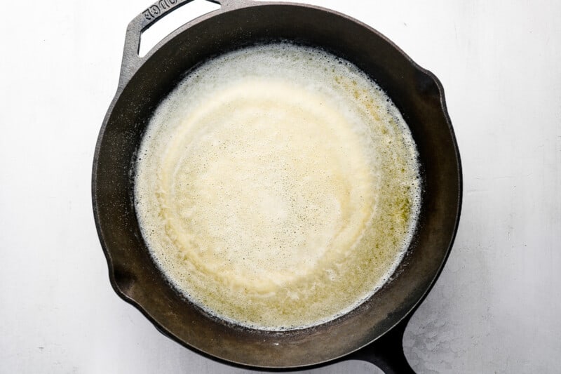 butter and flour in a cast iron pan.