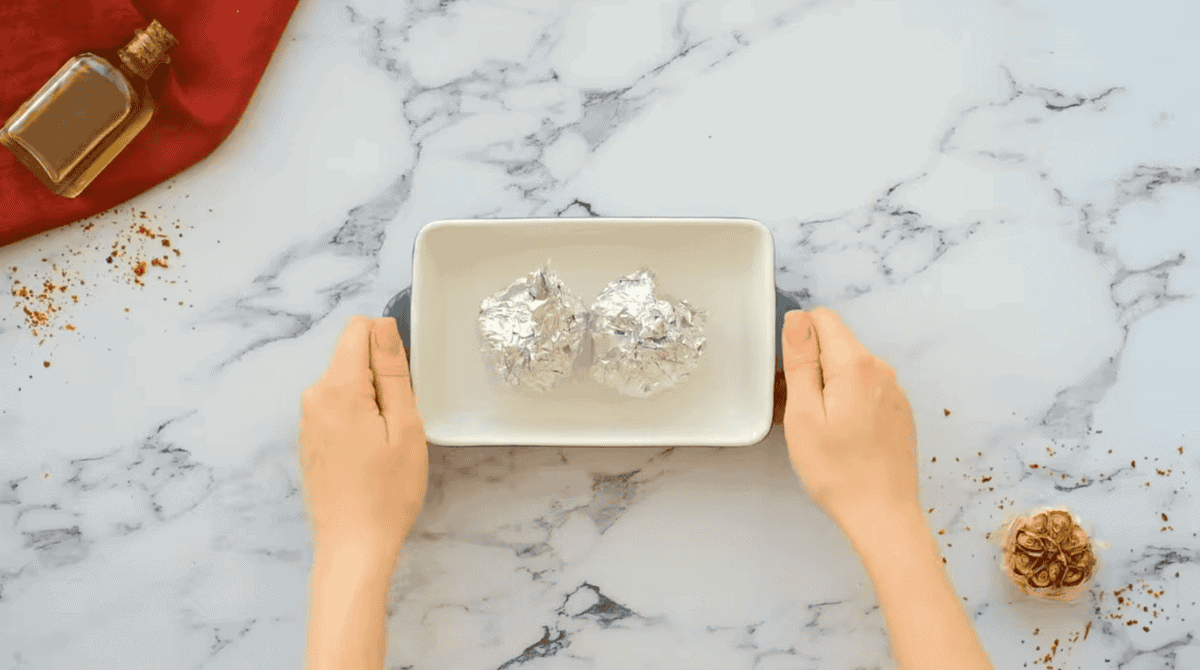 garlic cloves wrapped in foil