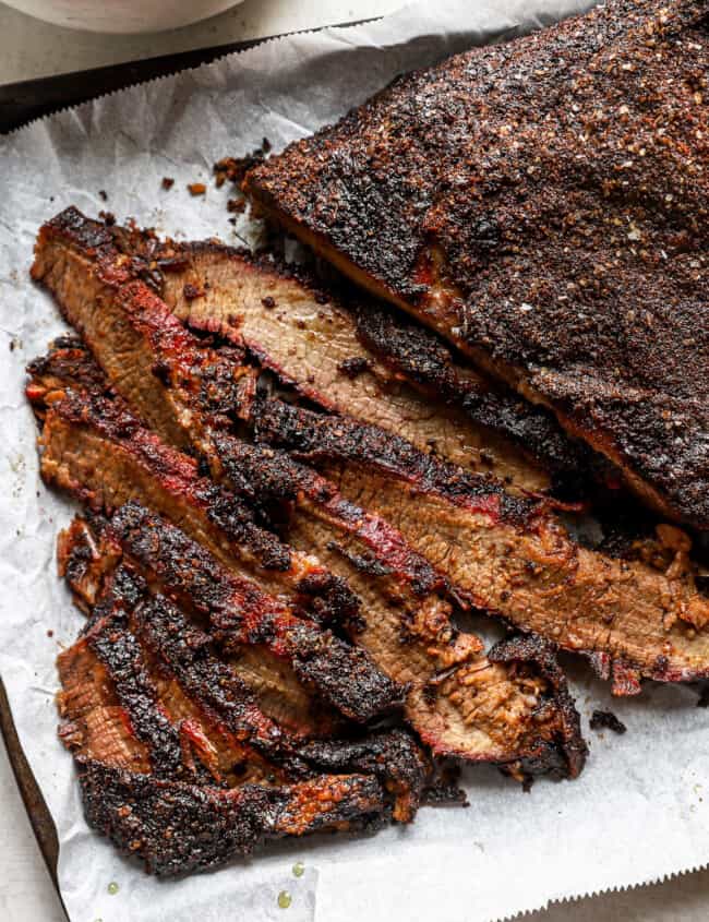 bbq ribs on a baking sheet.