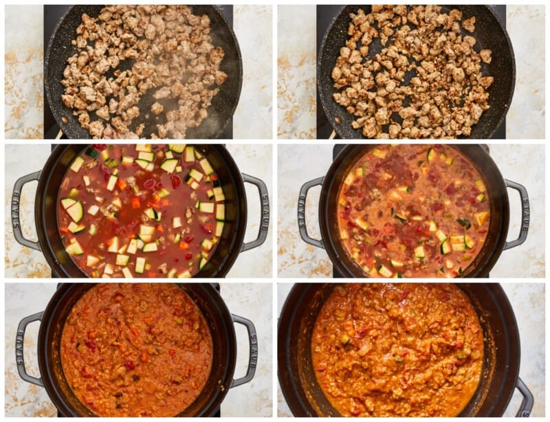step by step photos for how to make sausage lentil soup.