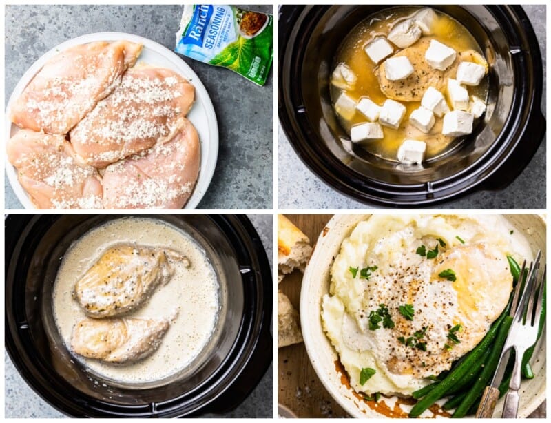 step by step photos for how to make crockpot ranch chicken.